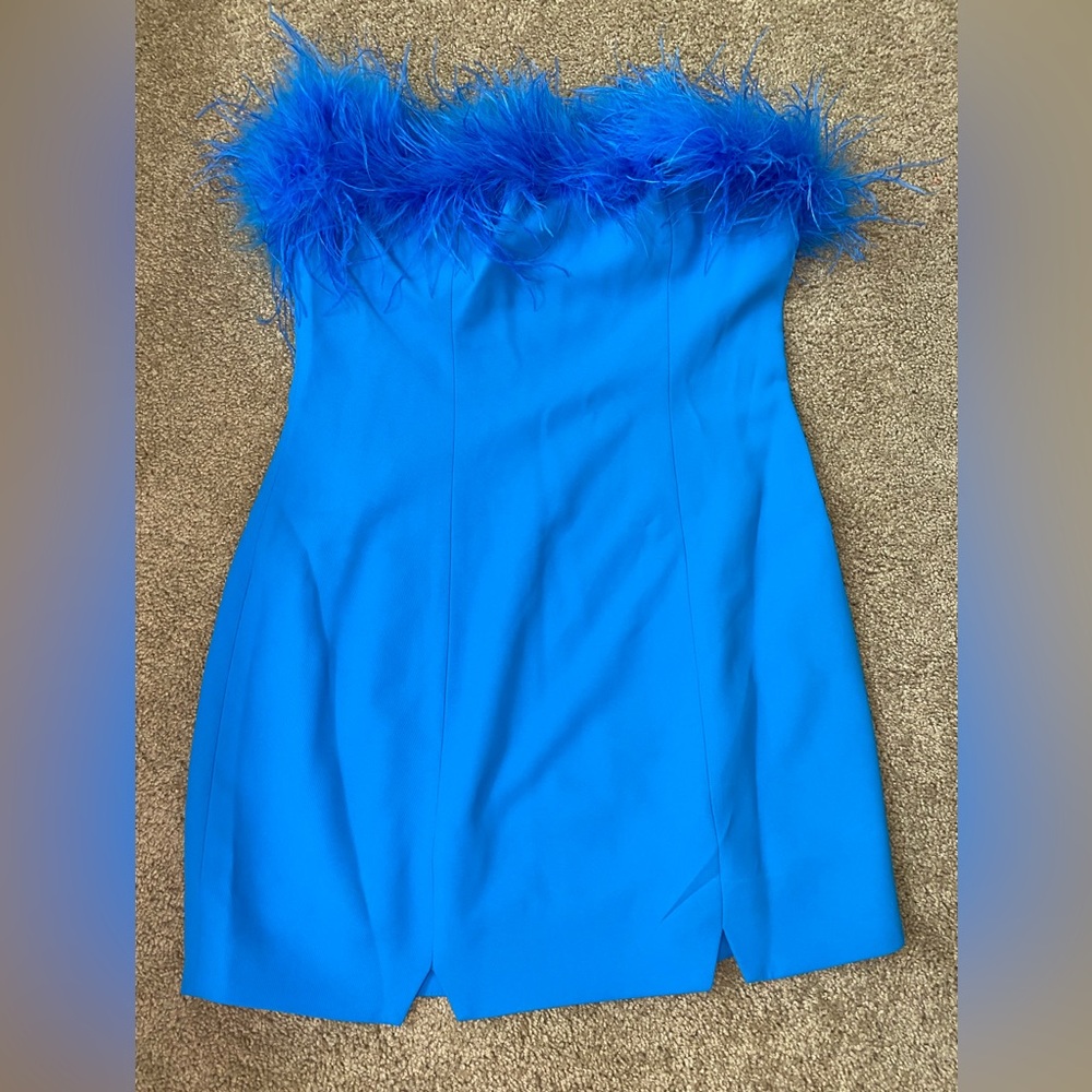 NWT - Nasty Gal Blue Feather Mini Dress